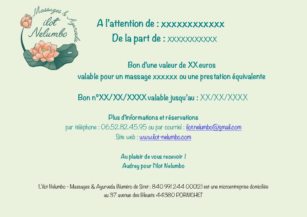 Bon cadeau – îlot Nelumbo